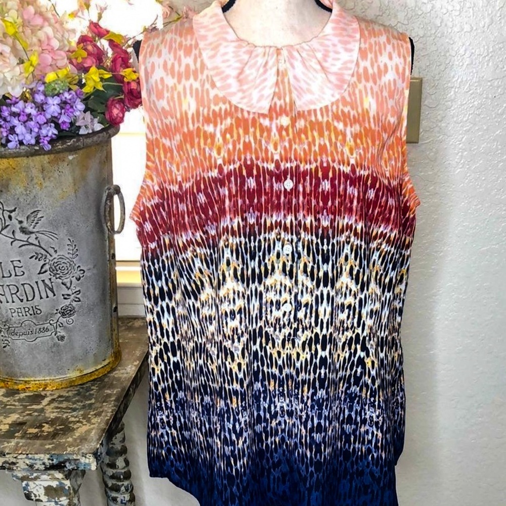CAbi-Just like silk-cabi sleeveless top, multicolored X-Large